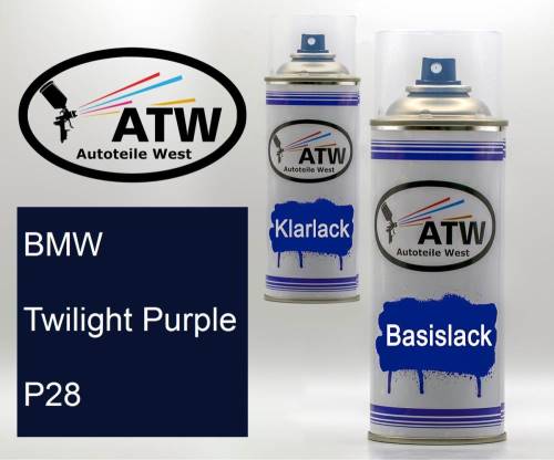 BMW, Twilight Purple, P28: 400ml Sprühdose + 400ml Klarlack - Set, von ATW Autoteile West.